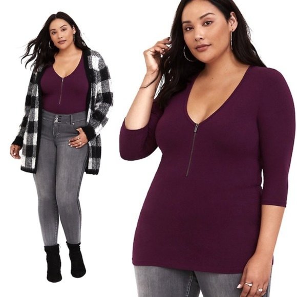 Torrid Purple Zip Foxy Tee